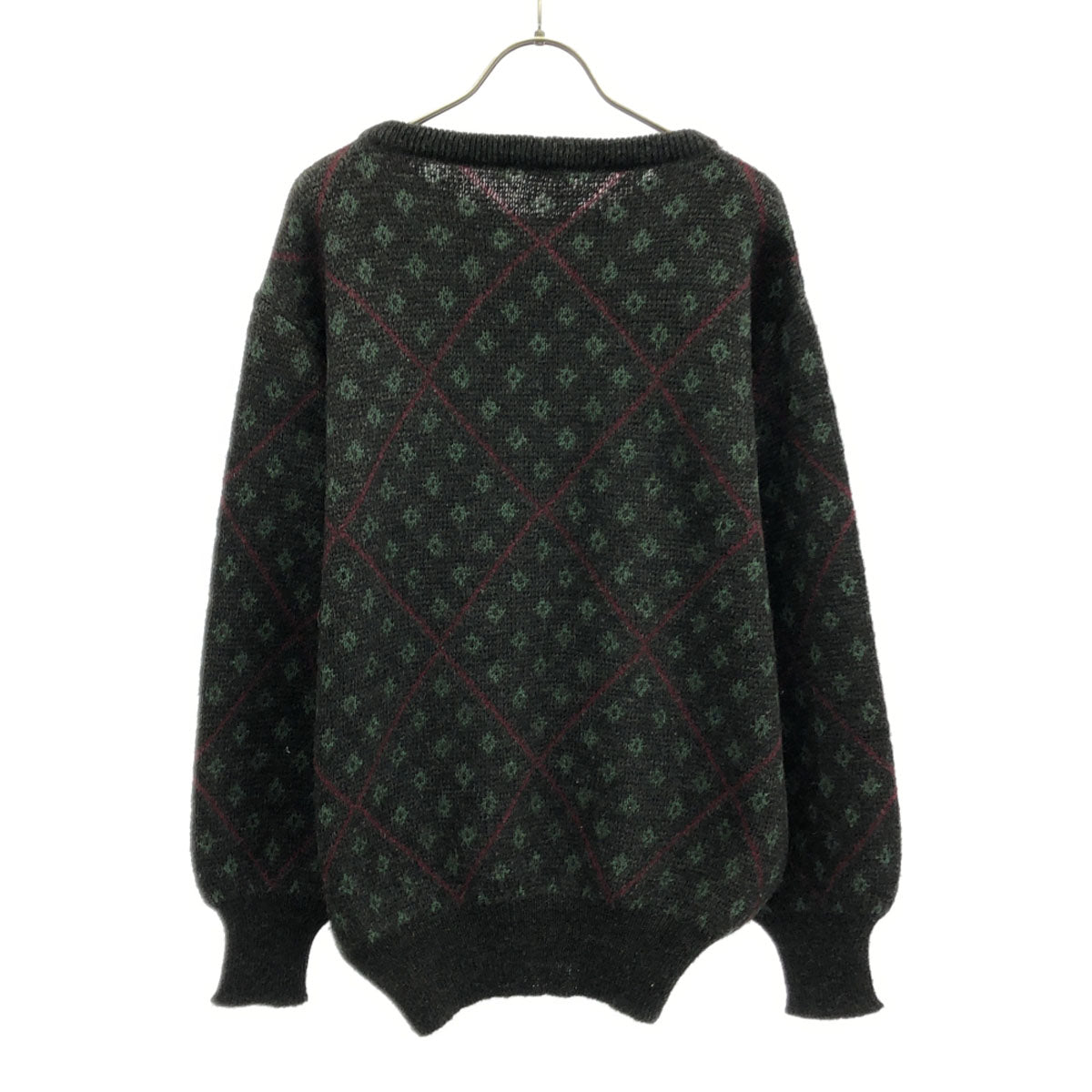 Valentino Garavani ヴァレンティノガラヴァーニ 90s イタリア製 オールド 総柄 長袖 クルーネック ニット S チャコールグレー系 セーター メンズ