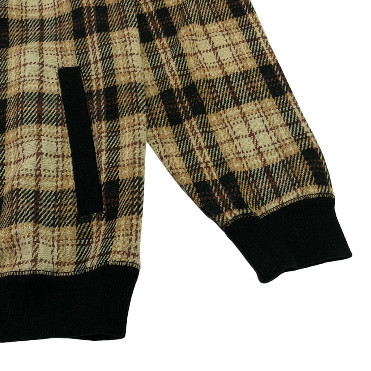 Kinloch Anderson キンロックアンダーソン チェック柄 ワッペン ノーカラージャケット M ベージュ系 メンズ