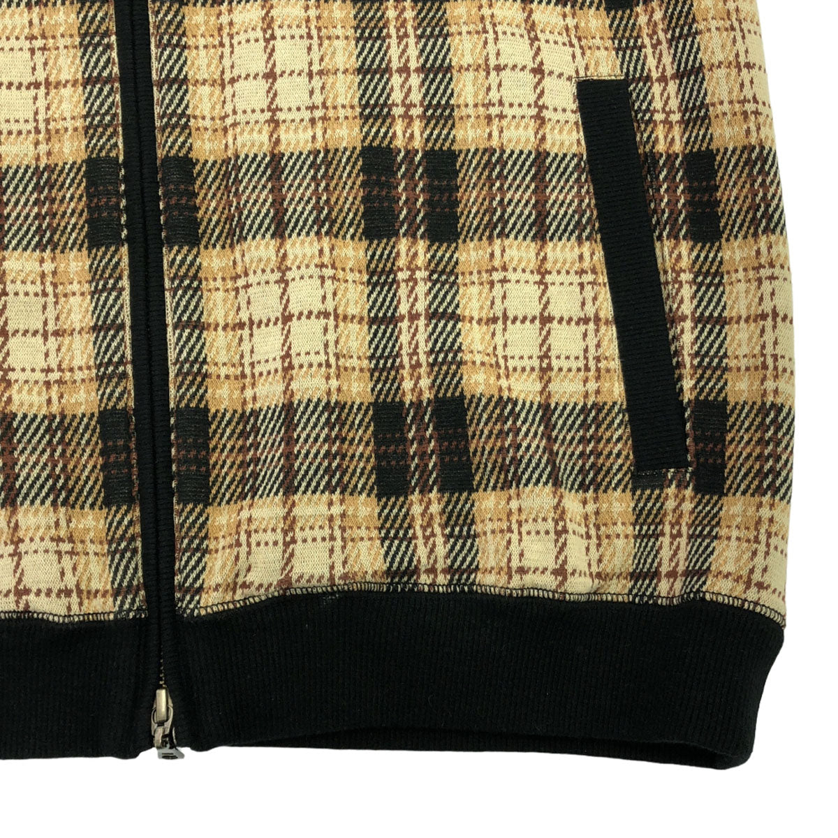 Kinloch Anderson キンロックアンダーソン チェック柄 ワッペン ノーカラージャケット M ベージュ系 メンズ