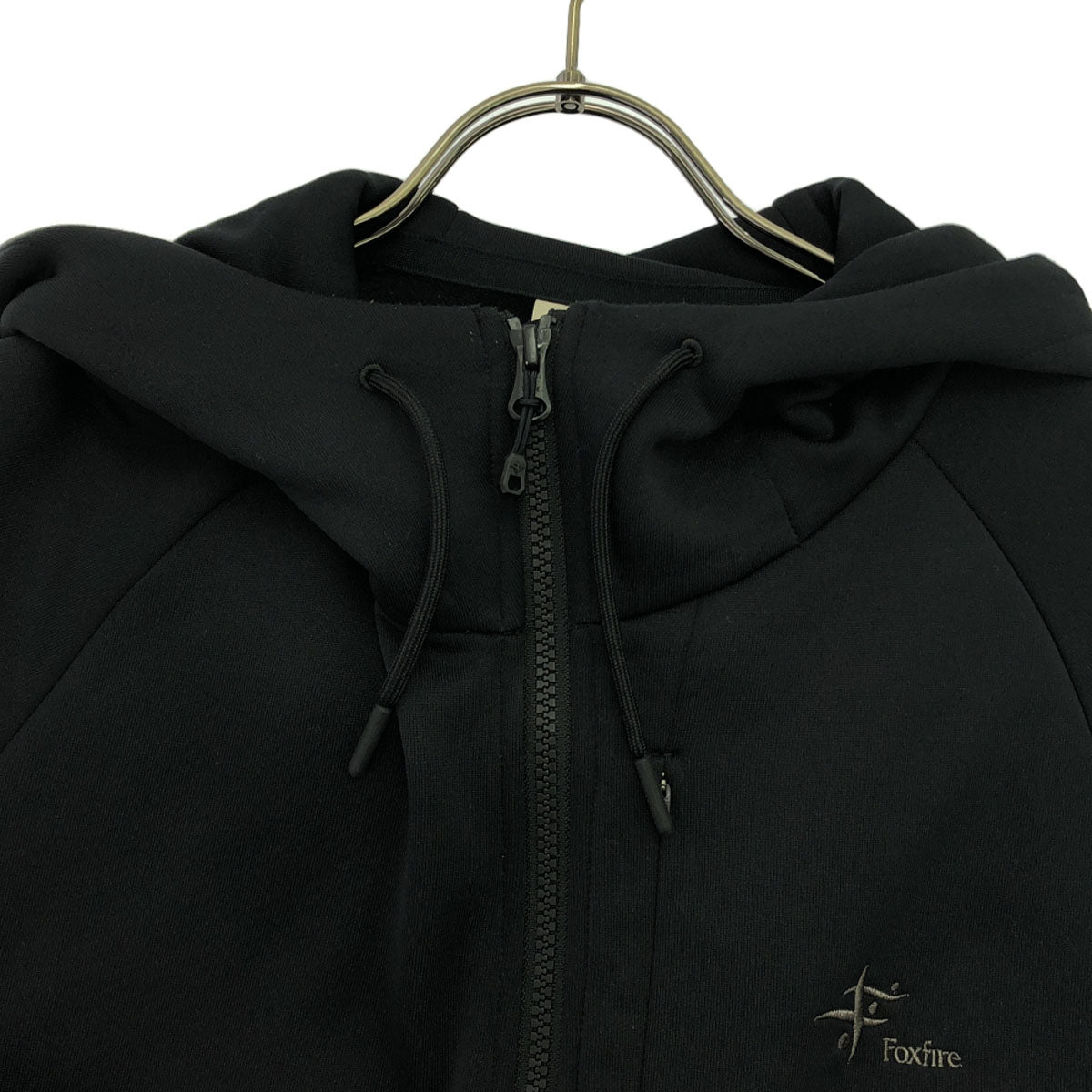 Foxfire フォックスファイヤー ロゴ刺繍 フリース ジップパーカー M ブラック ダブルファスナー メンズ