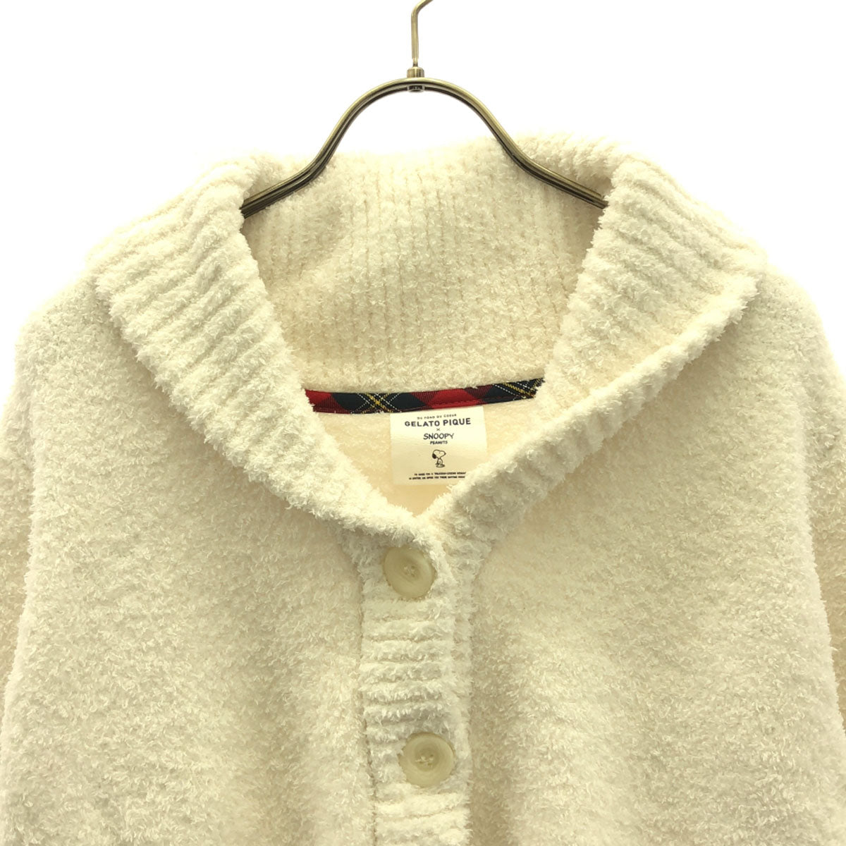 未使用 gelato pique ジェラートピケ スヌーピー 長袖 SNOOPY JQDショール カーディガン F ホワイト ジェラピケ PWNT175011 タグ付き ルームウェア レディース