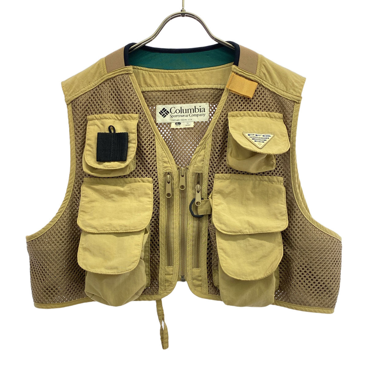 Columbia コロンビア 90s オールド フィッシング ベスト LL ベージュ アウトドア FM1400 PFG メンズ