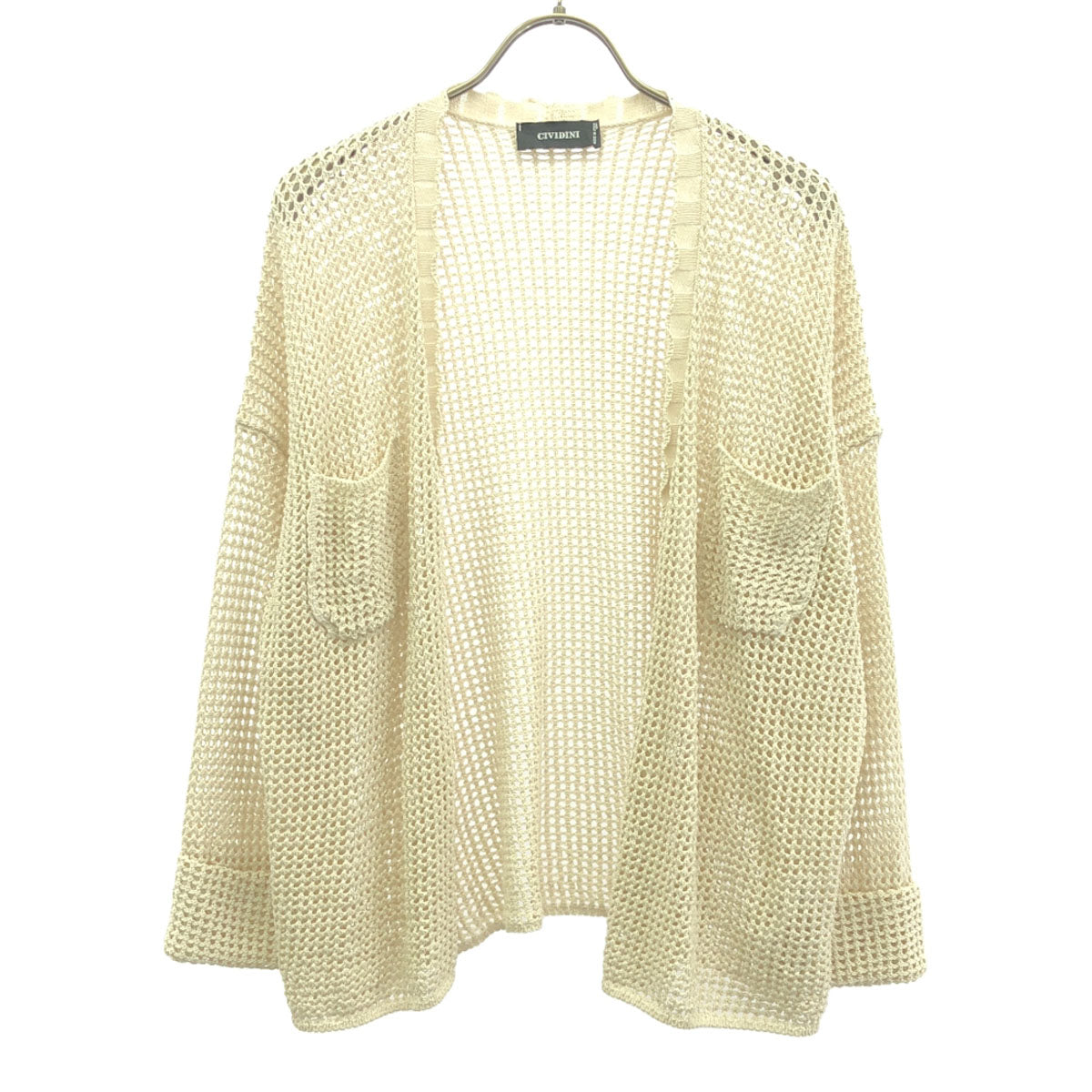 CIVIDINI チヴィディーニ イタリア製 長袖 コットン ニットカーディガン 40 クリーム レディース