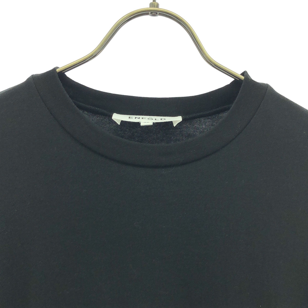 ENFOLD エンフォルド 日本製 長袖 袖フリル サイドスリット チュニック 38 ブラック レディース