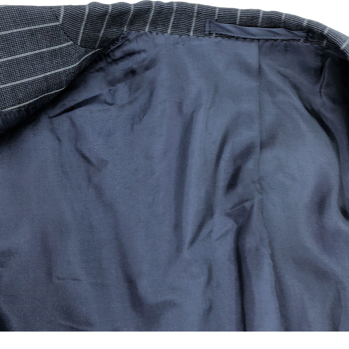 RING JACKET リングジャケット 日本製 ウールブレンド ストライプ柄 テーラードジャケット 46 ネイビー メンズ