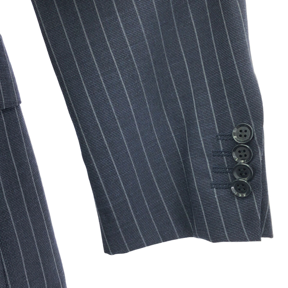 RING JACKET リングジャケット 日本製 ウールブレンド ストライプ柄 テーラードジャケット 46 ネイビー メンズ