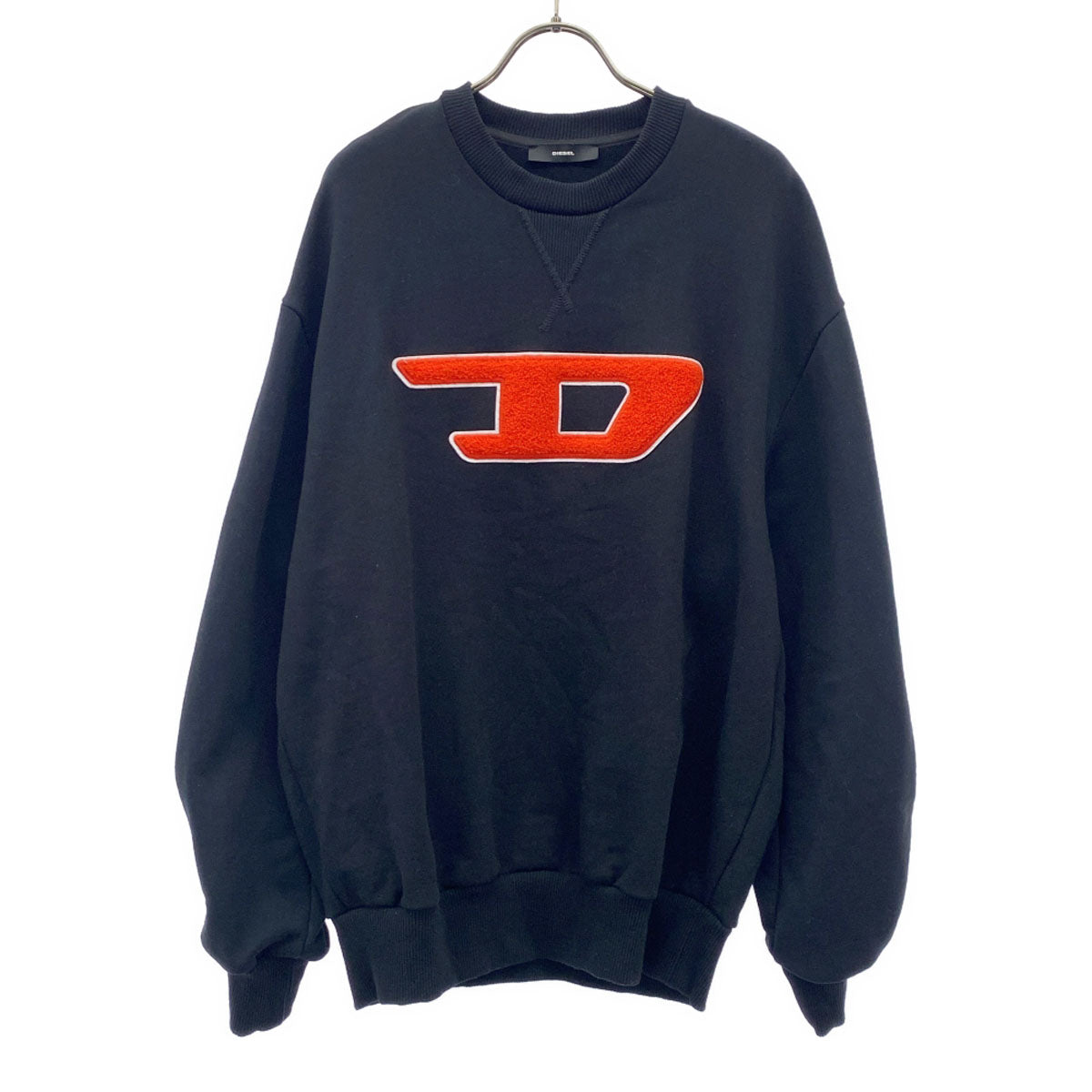 DIESEL ディーゼル ロゴ 長袖 クルーネック トレーナー XXS ブラック スウェット メンズ