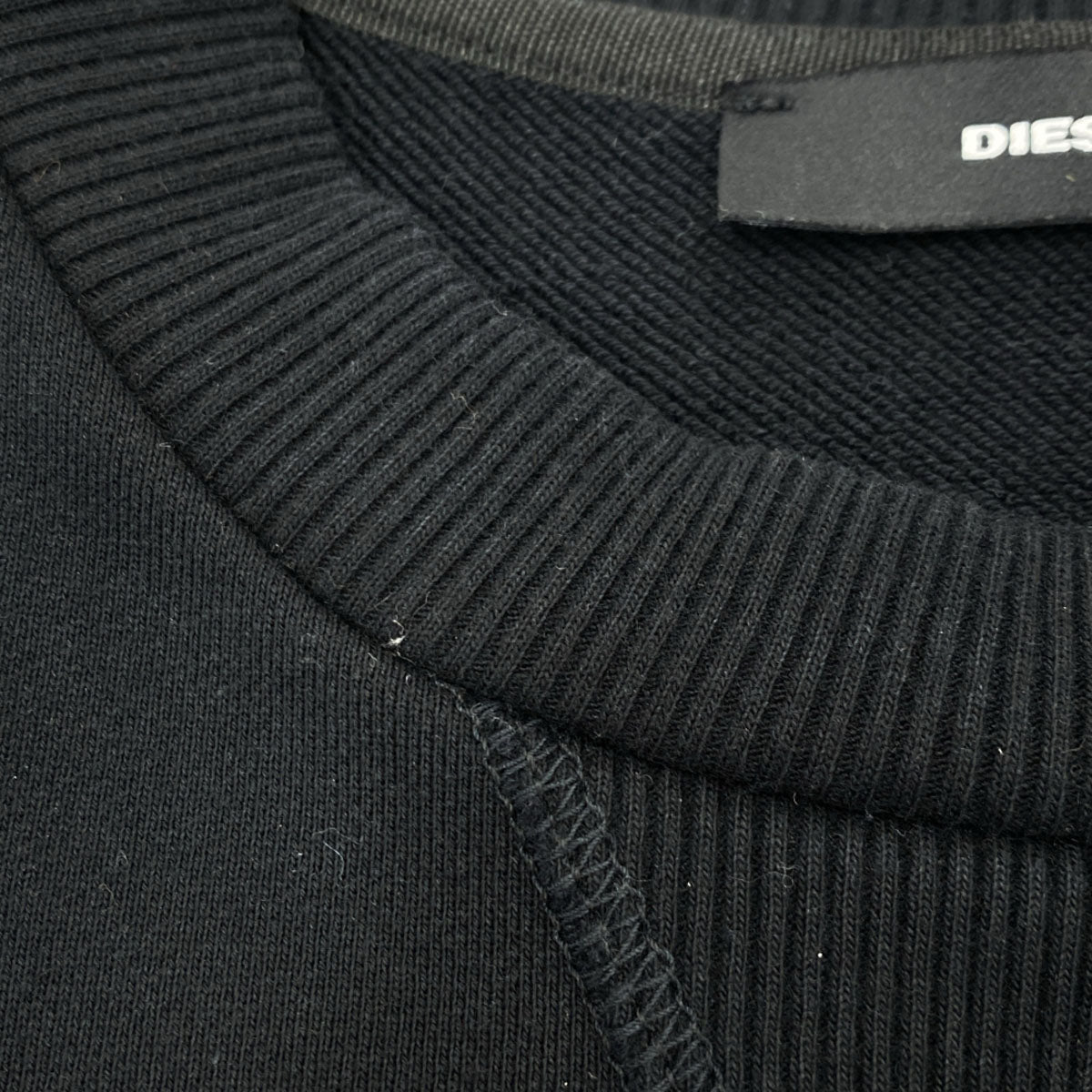DIESEL ディーゼル ロゴ 長袖 クルーネック トレーナー XXS ブラック スウェット メンズ