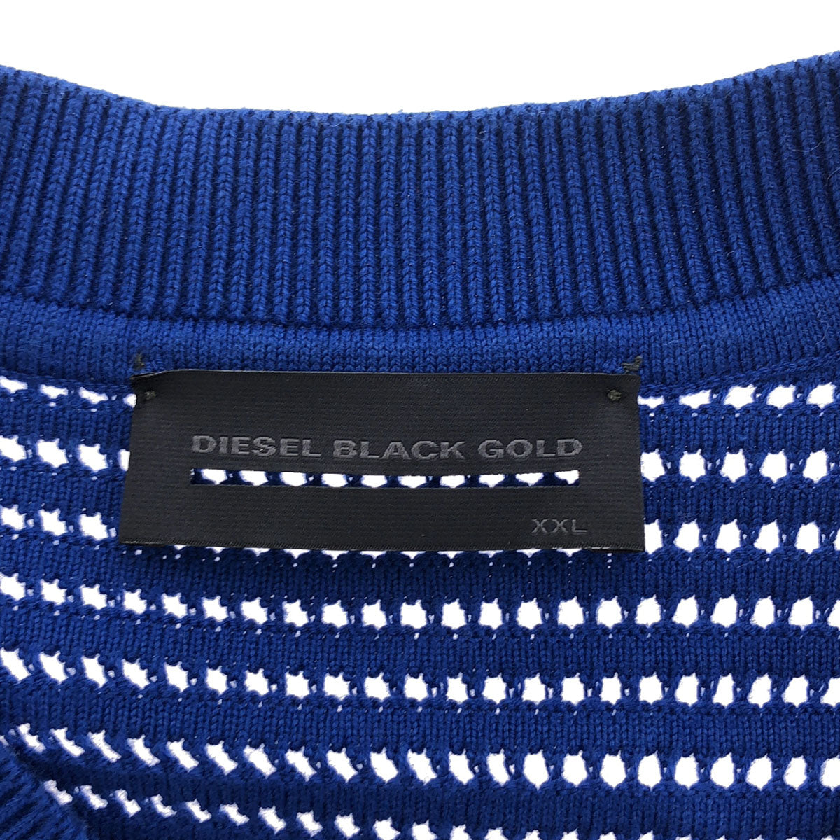 DIESEL BLACK GOLD ディーゼルブラックゴールド イタリア製 ロゴ コットンニット ジップジャケット XXL ブルー ビッグサイズ メンズ