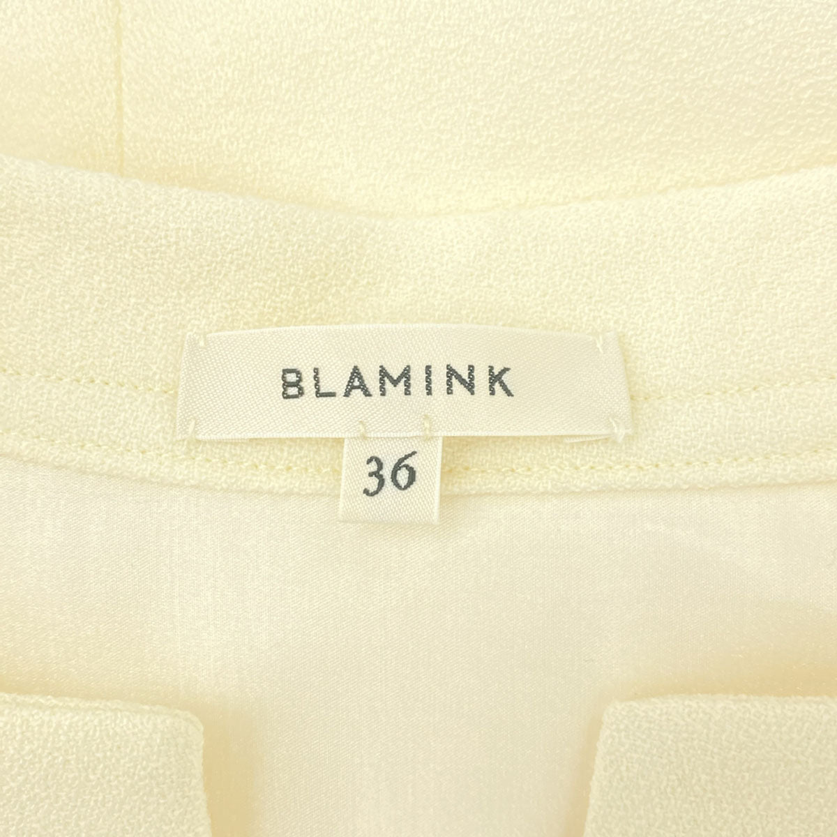 BLAMINK ブラミンク 日本製 ウールブレンド ロゴ刺? 7分袖 フリンジ使い チュニック 36 ホワイト系 レディース