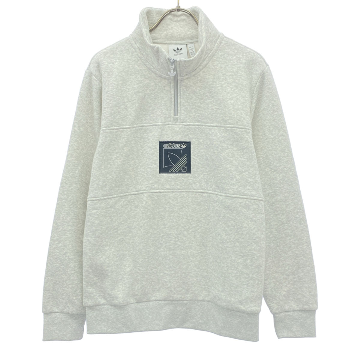 adidas アディダス トレフォイルロゴ 長袖 ハーフジップ スウェット XS ライトグレー 裏フリース メンズ