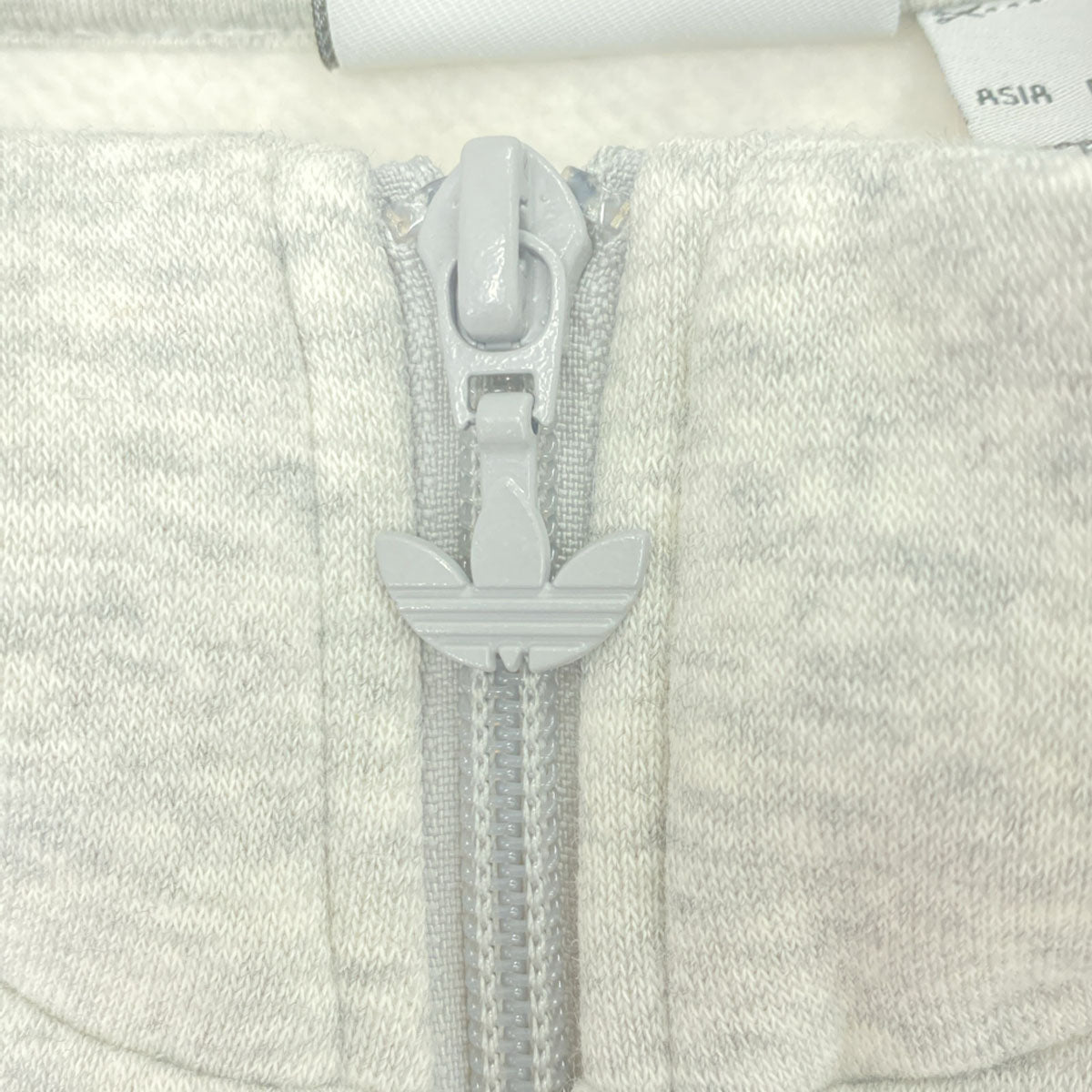 adidas アディダス トレフォイルロゴ 長袖 ハーフジップ スウェット XS ライトグレー 裏フリース メンズ