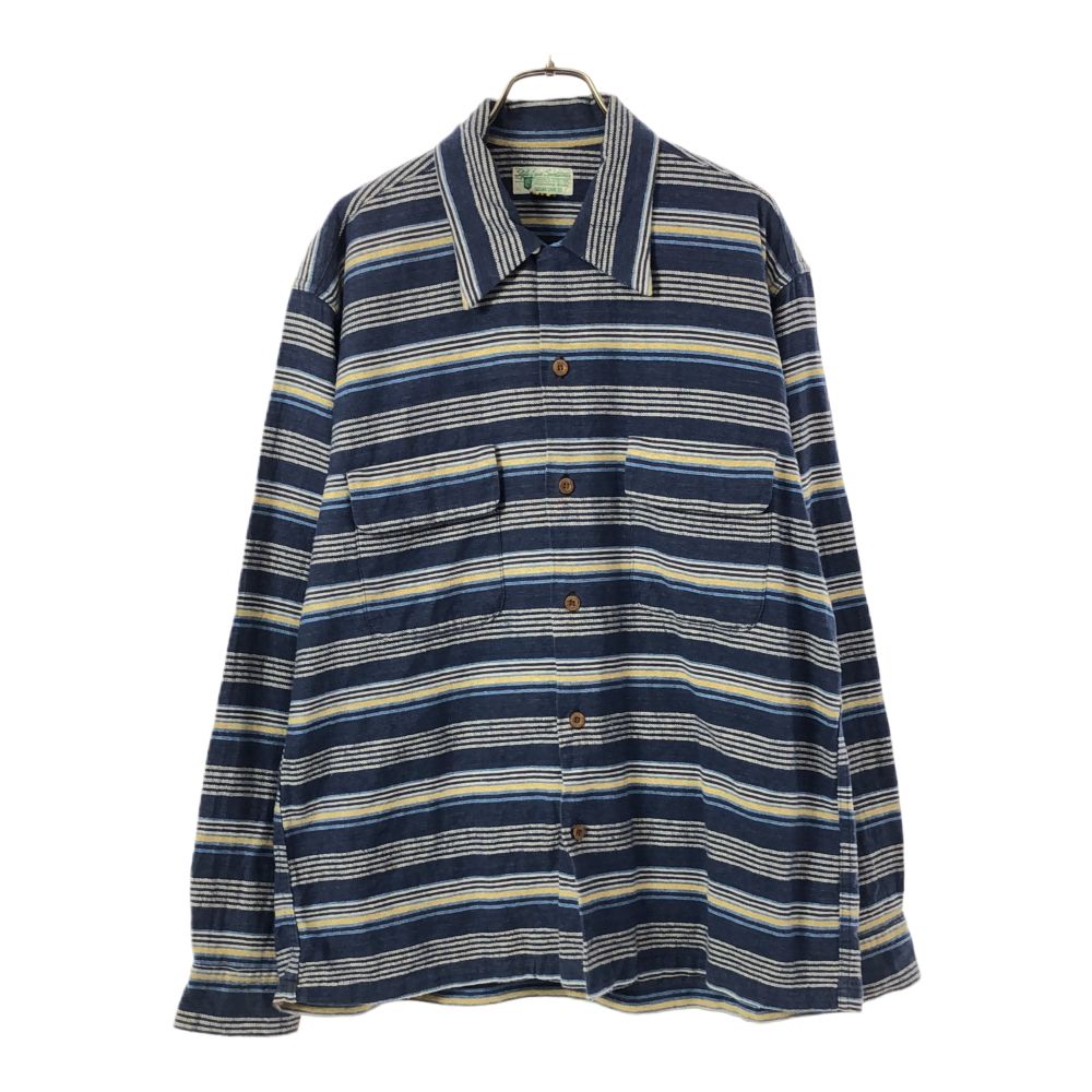 SUGAR CANE シュガーケーン 東洋エンタープライズ ボーダー 長袖 コットンシャツ LARGE ブルー系 メンズ