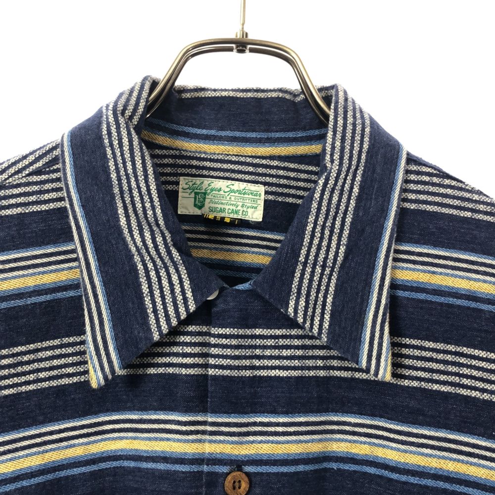 SUGAR CANE シュガーケーン 東洋エンタープライズ ボーダー 長袖 コットンシャツ LARGE ブルー系 メンズ