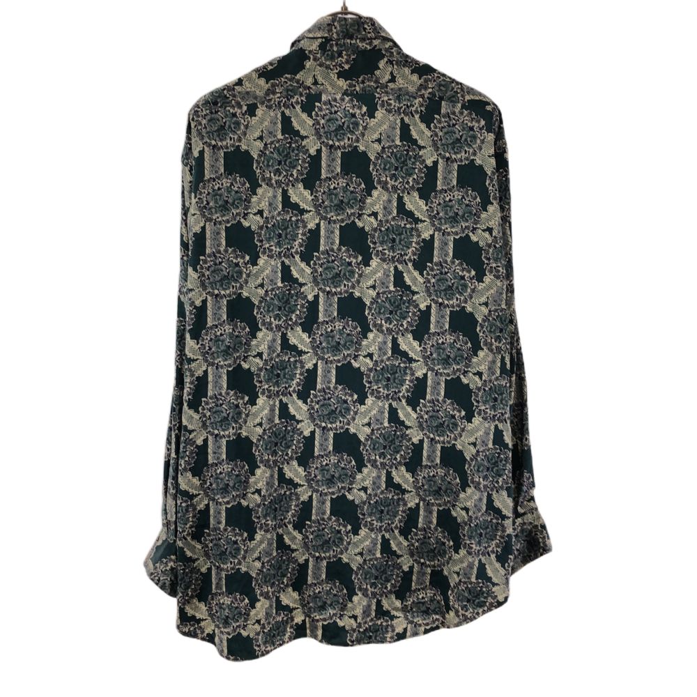 TIMLESS タイムレス 総柄 長袖 ナイロン シャツ M グリーン系 メンズ