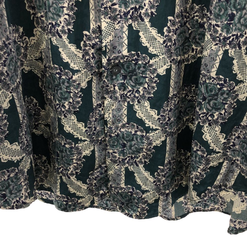 TIMLESS タイムレス 総柄 長袖 ナイロン シャツ M グリーン系 メンズ