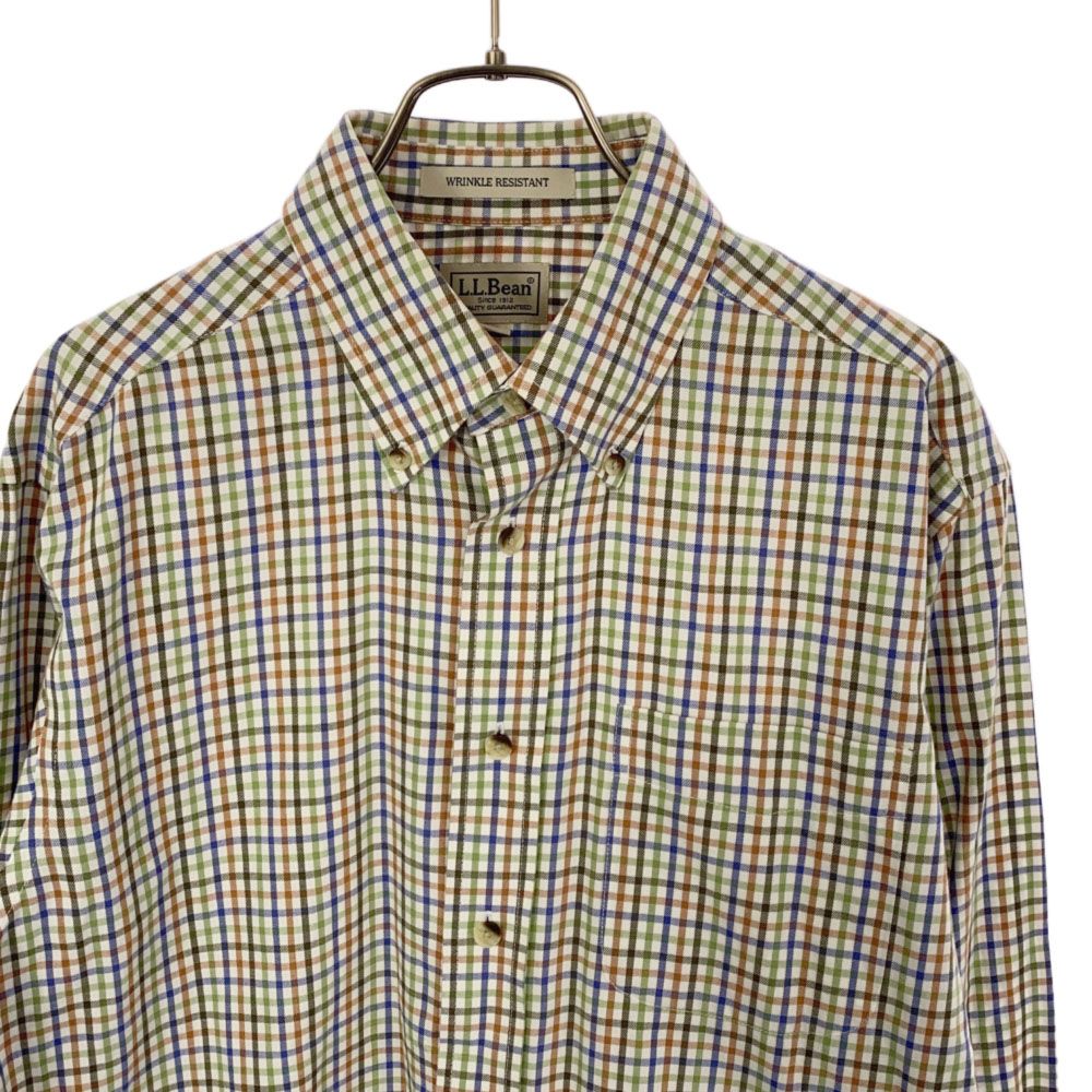 エルエルビーン チェック柄 長袖 ボタンダウンシャツ M L.L.Bean WRINKLE RESISTANT アウトドア メンズ