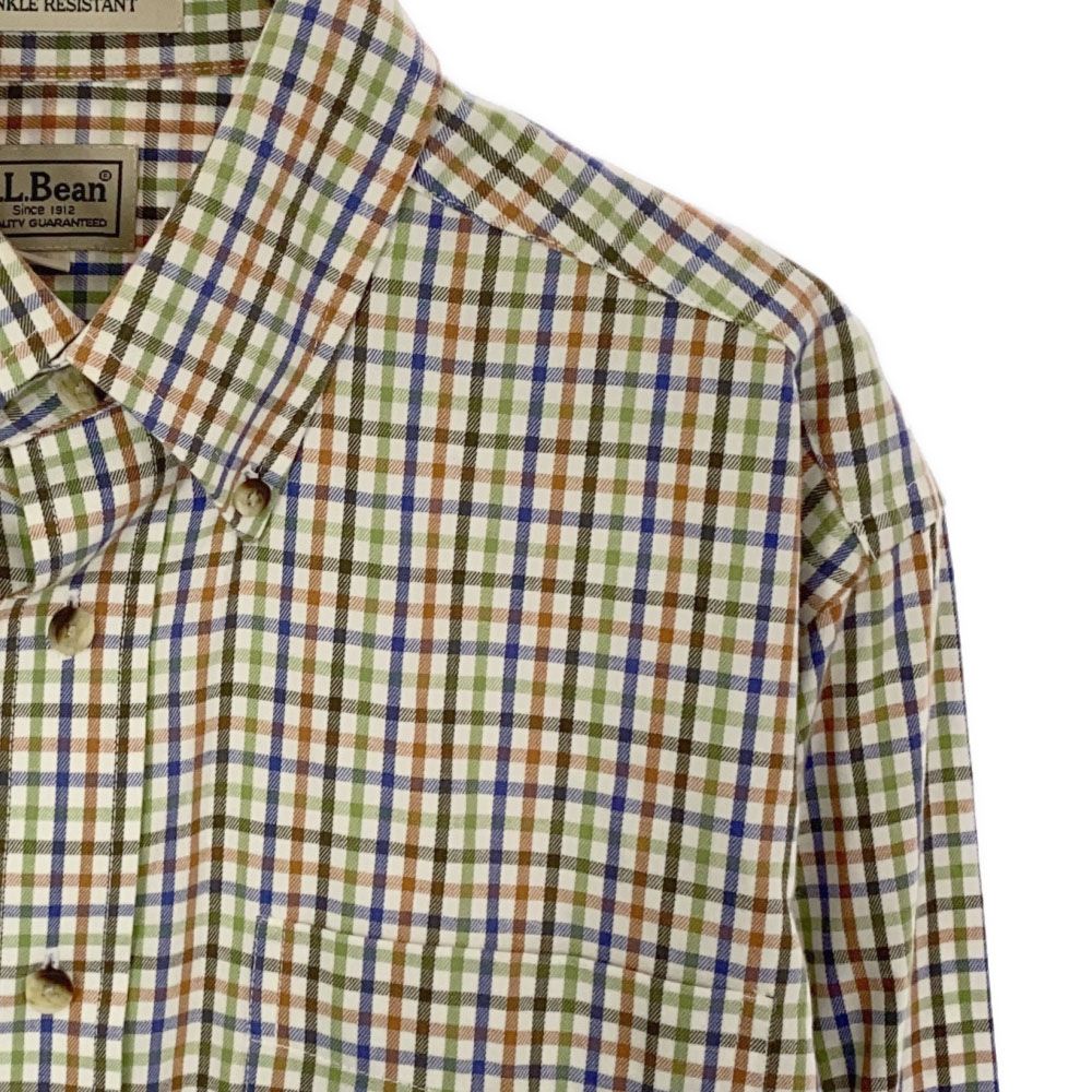 エルエルビーン チェック柄 長袖 ボタンダウンシャツ M L.L.Bean WRINKLE RESISTANT アウトドア メンズ