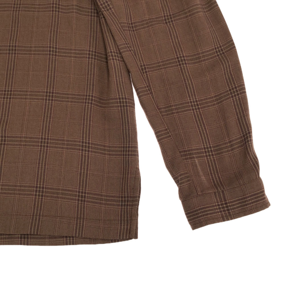 LIDNM リドム チェック柄 長袖 ハーフジップ シャツ L ブラウン系 メンズ