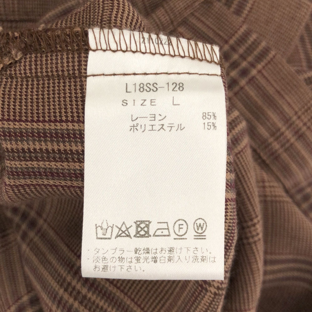 LIDNM リドム チェック柄 長袖 ハーフジップ シャツ L ブラウン系 メンズ