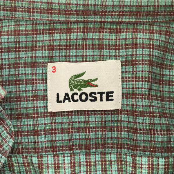 ラコステ チェック 長袖 ボタンダウンシャツ 3 グリーン×レッド系 LACOSTE メンズ