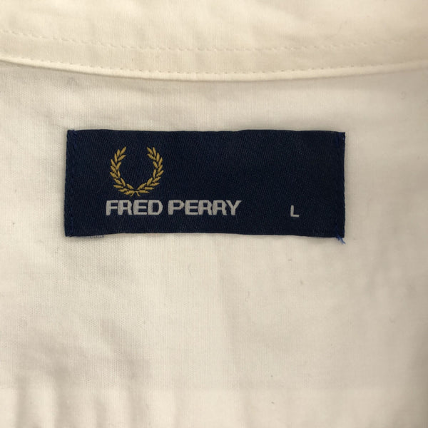 フレッドペリー チェック 半袖 コットンシャツ L ホワイト×ブラック FRED PERRY メンズ