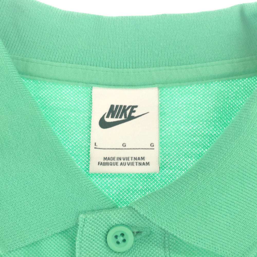 ナイキ ロゴ刺繍 半袖 ポロシャツ L グリーン系 NIKE 鹿の子地 メンズ
