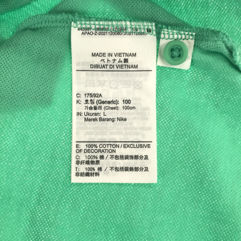 ナイキ ロゴ刺繍 半袖 ポロシャツ L グリーン系 NIKE 鹿の子地 メンズ