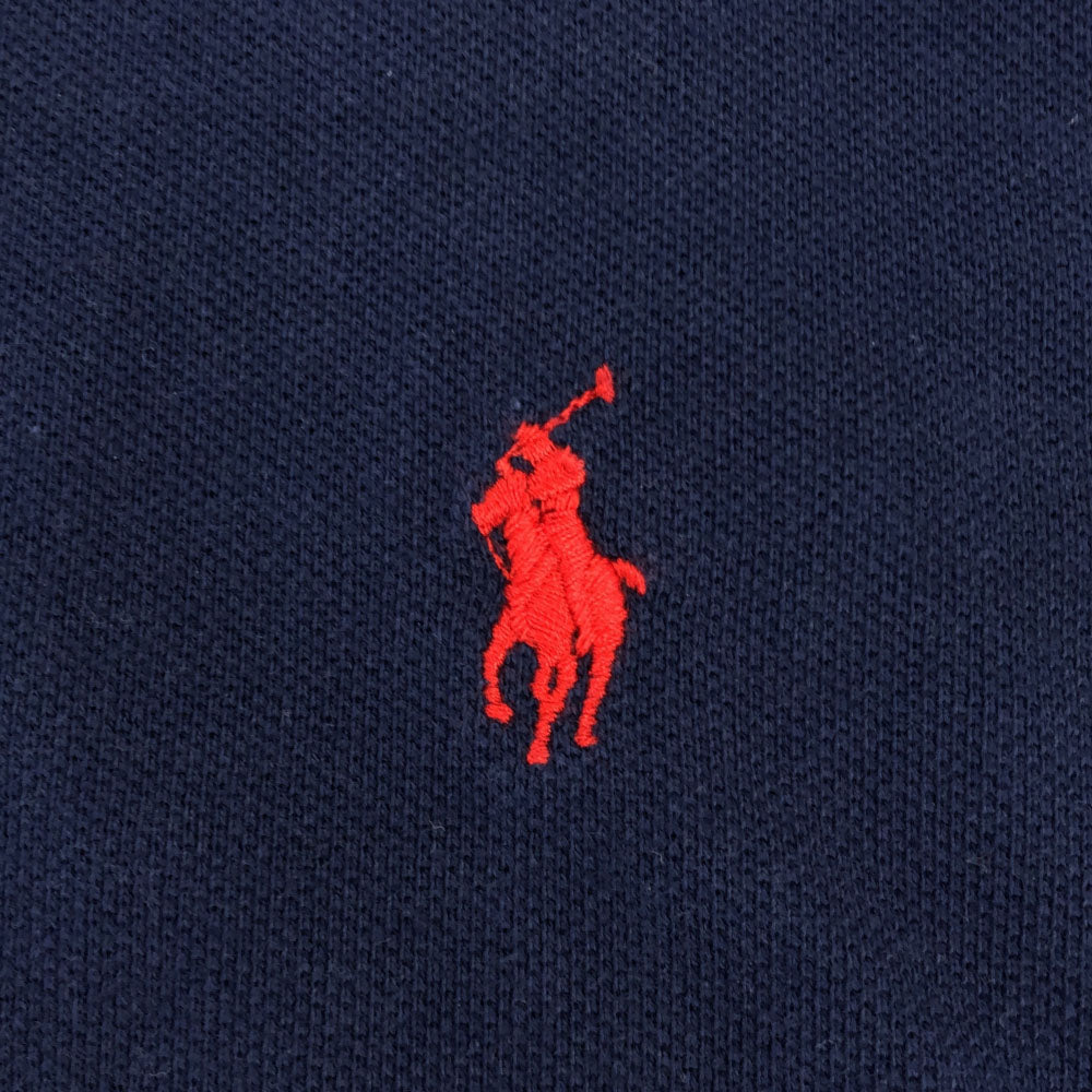ポロラルフローレン ロゴ刺繍 半袖 ポロシャツ XS ネイビー POLO RALPH LAUREN 鹿の子地 メンズ