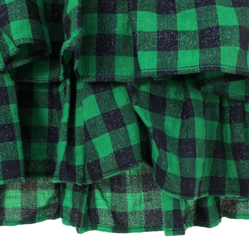 未使用 GRACE CLASS グレースクラス リネンブレンド チェック ノースリーブ カットソー 38 グリーン×ブルー フリル レディース