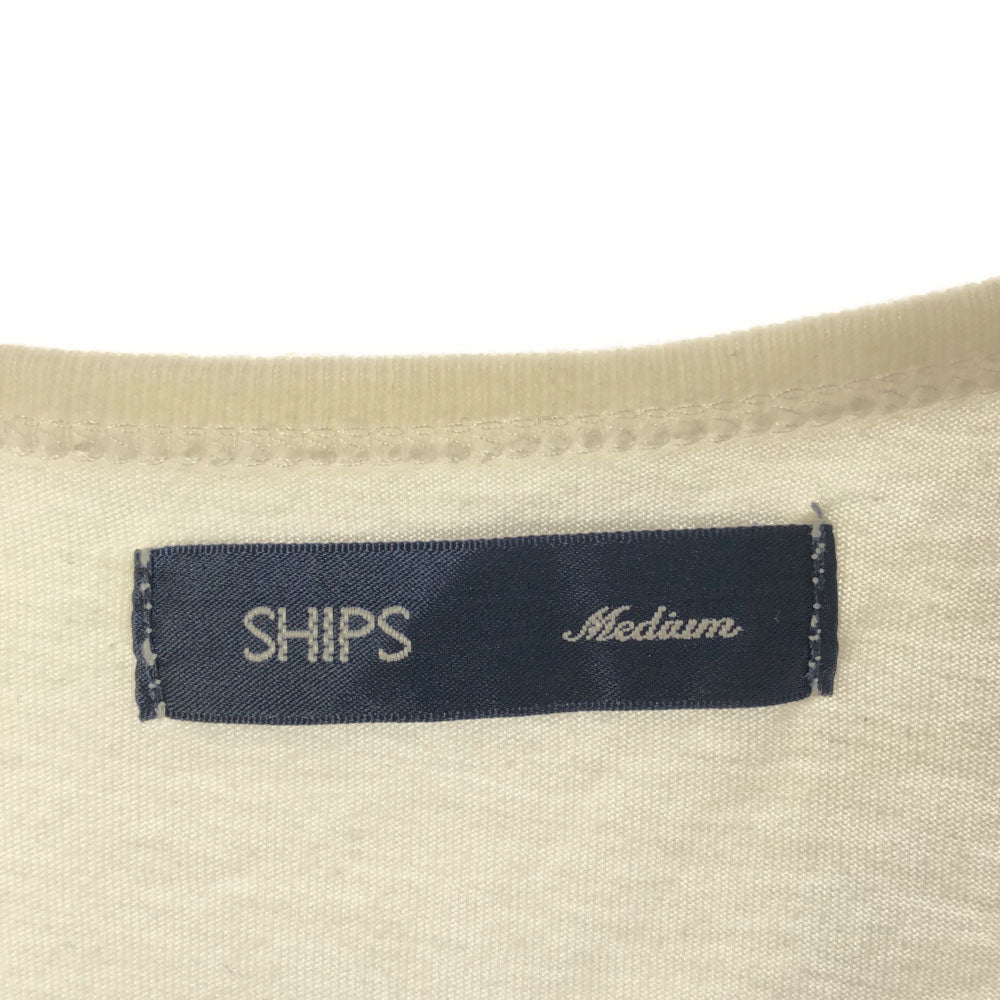 シップス 花 プリント 半袖 Vネック Tシャツ M ホワイト SHIPS レディース
