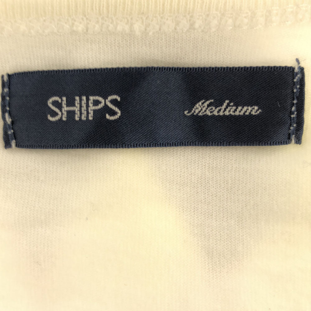 シップス 花 プリント 半袖 Vネック Tシャツ M ホワイト SHIPS レディース