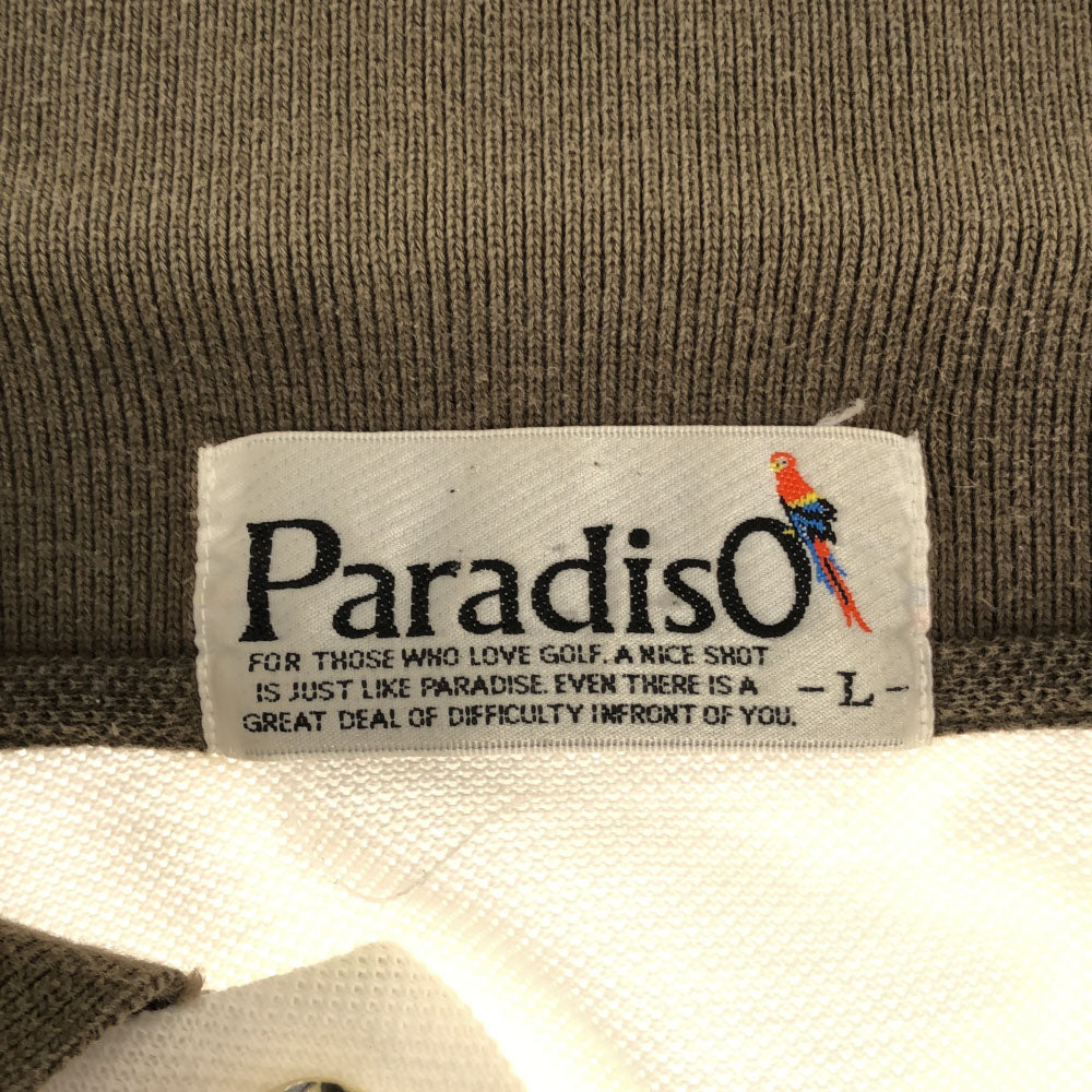 パラディーゾ 日本製 長袖 ポロシャツ L ベージュ系 Paradiso 鹿の子地 メンズ