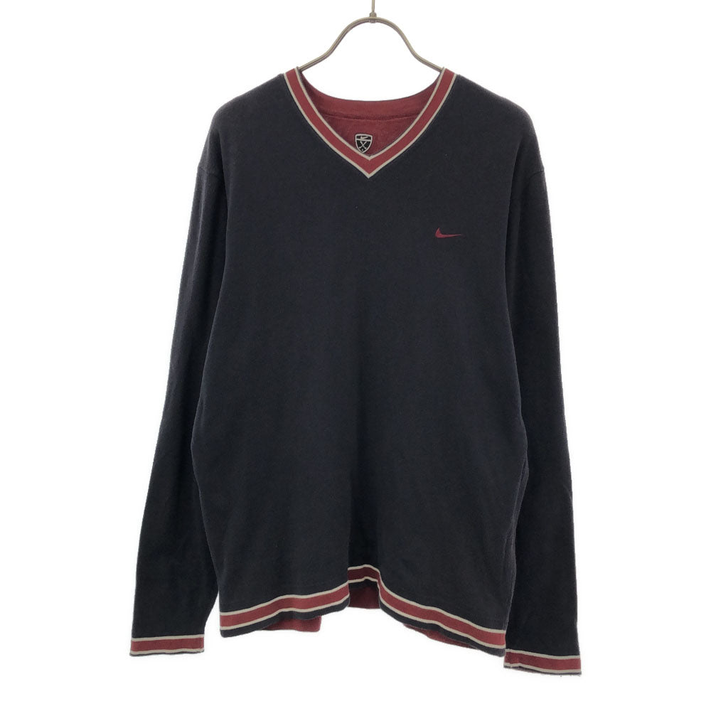 ナイキゴルフ ゴルフ 長袖 リバーシブル トレーナー ブラック×レッド系 NIKE GOLF メンズ