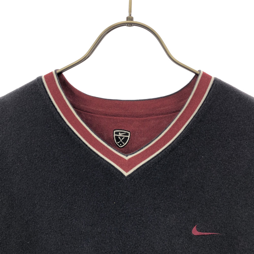 ナイキゴルフ ゴルフ 長袖 リバーシブル トレーナー ブラック×レッド系 NIKE GOLF メンズ