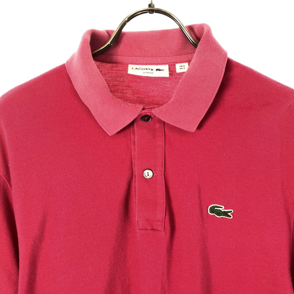 ラコステ 日本製 半袖 ポロシャツ L ピンク系 LACOSTE 鹿の子地 メンズ