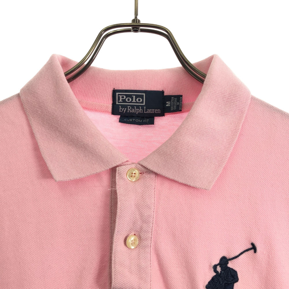 ポロバイラルフローレン ビッグポニー 半袖 ポロシャツ M ピンク Polo by Ralph Lauren 鹿の子地 メンズ