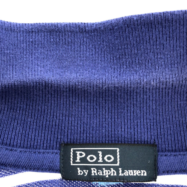 ポロラルフローレン ビッグポニー ボーダー ロゴ刺繍 半袖 ポロシャツ ホワイト×ブルー POLO RALPH LAUREN 鹿の子地 メンズ