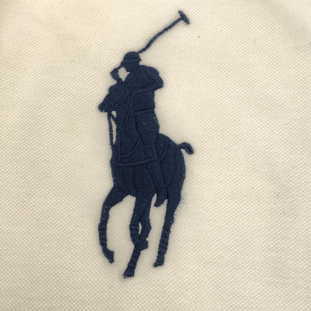 ポロラルフローレン ビッグポニー 半袖 ポロシャツ S ホワイト POLO RALPH LAUREN 鹿の子地 メンズ