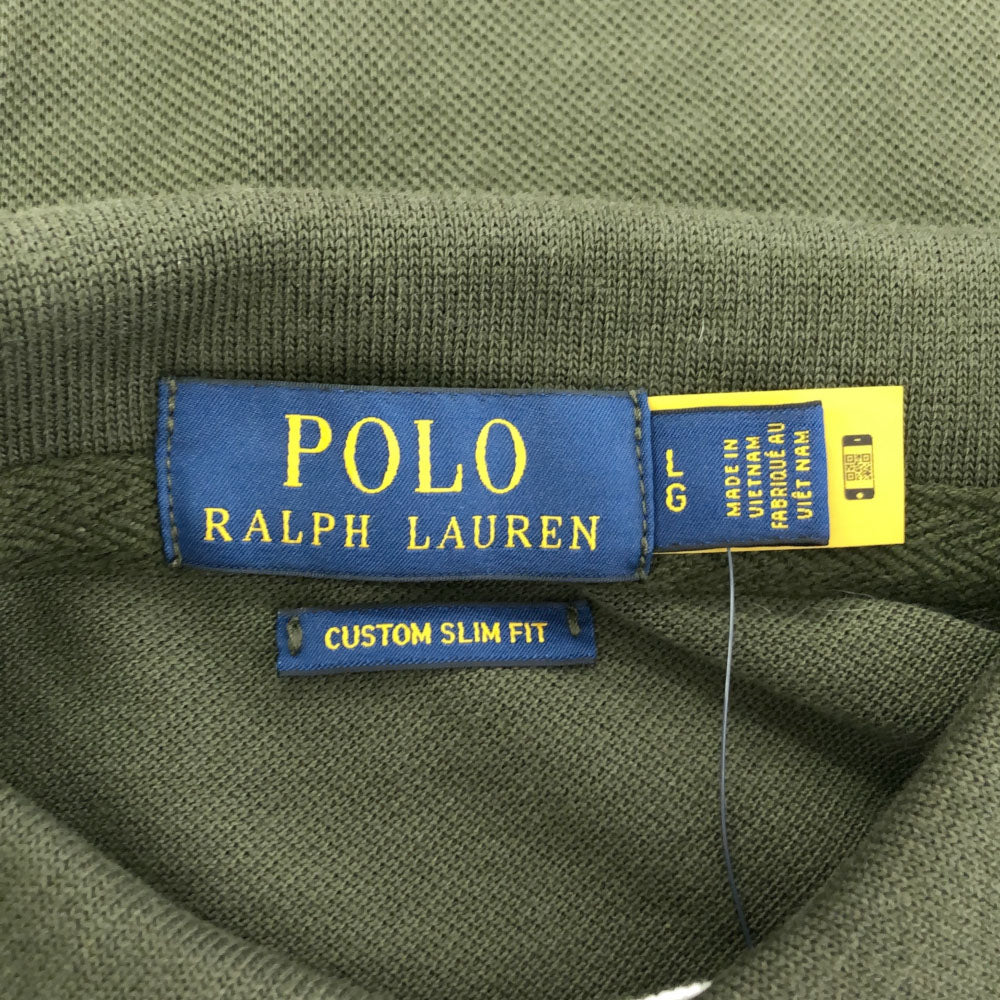 未使用 ポロラルフローレン ビッグポニー 半袖 ポロシャツ L グリーン系 POLO RALPH LAUREN 鹿の子地 タグ付き メンズ