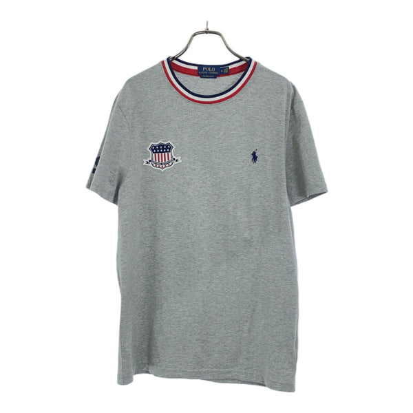 ポロラルフローレン ワッペン 半袖 Tシャツ M グレー POLO RALPH LAUREN メンズ