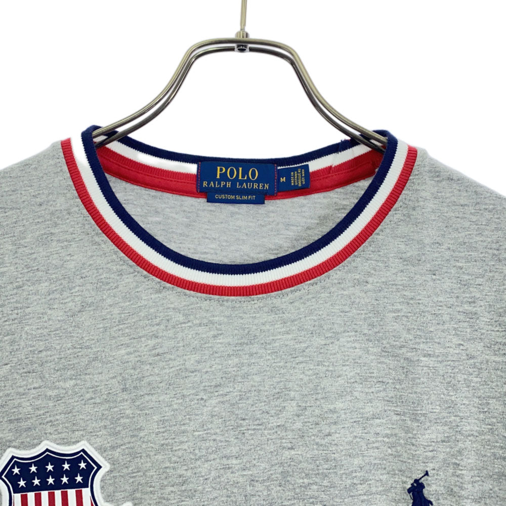 ポロラルフローレン ワッペン 半袖 Tシャツ M グレー POLO RALPH LAUREN メンズ