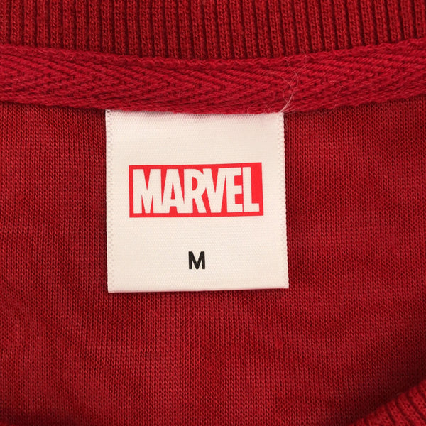 マーベル ワッペン 7分袖 ワンピース M レッド MARVEL サイドスリット レディース