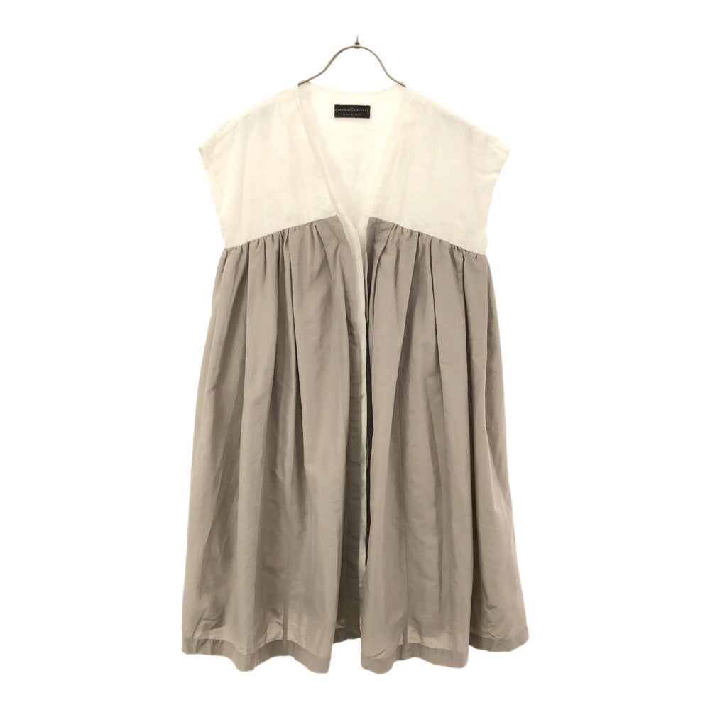 stefania carrera ステファニアカレラ イタリア製 半袖 フレンチスリーブ ワンピース 40 ホワイト×グレージュ レディース