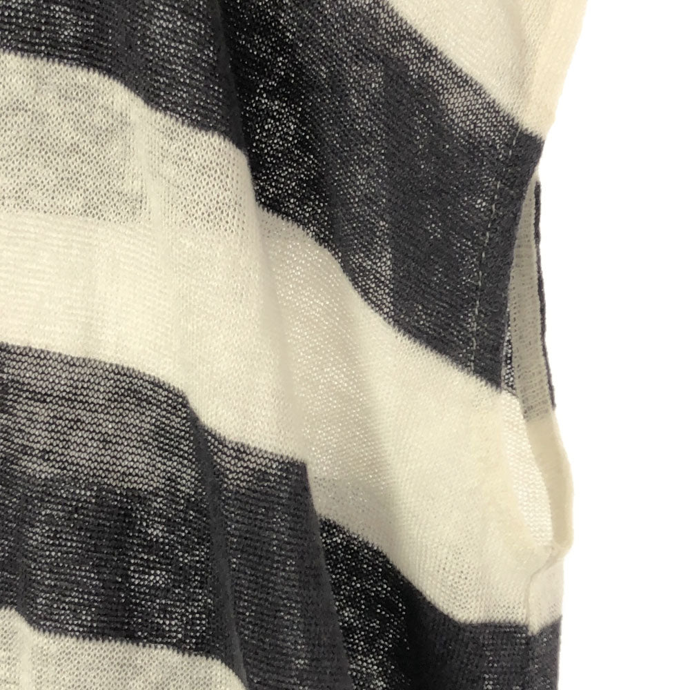 β ベータ リネン ボーダー ノースリーブ カットソー 40 ブラック×ホワイト フード レディース