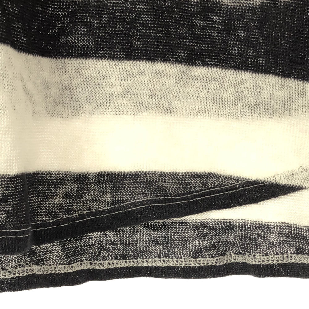 β ベータ リネン ボーダー ノースリーブ カットソー 40 ブラック×ホワイト フード レディース