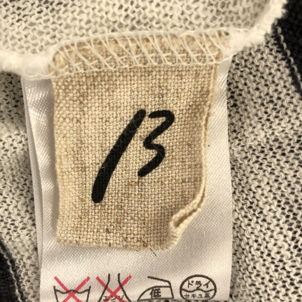 β ベータ リネン ボーダー ノースリーブ カットソー 40 ブラック×ホワイト フード レディース