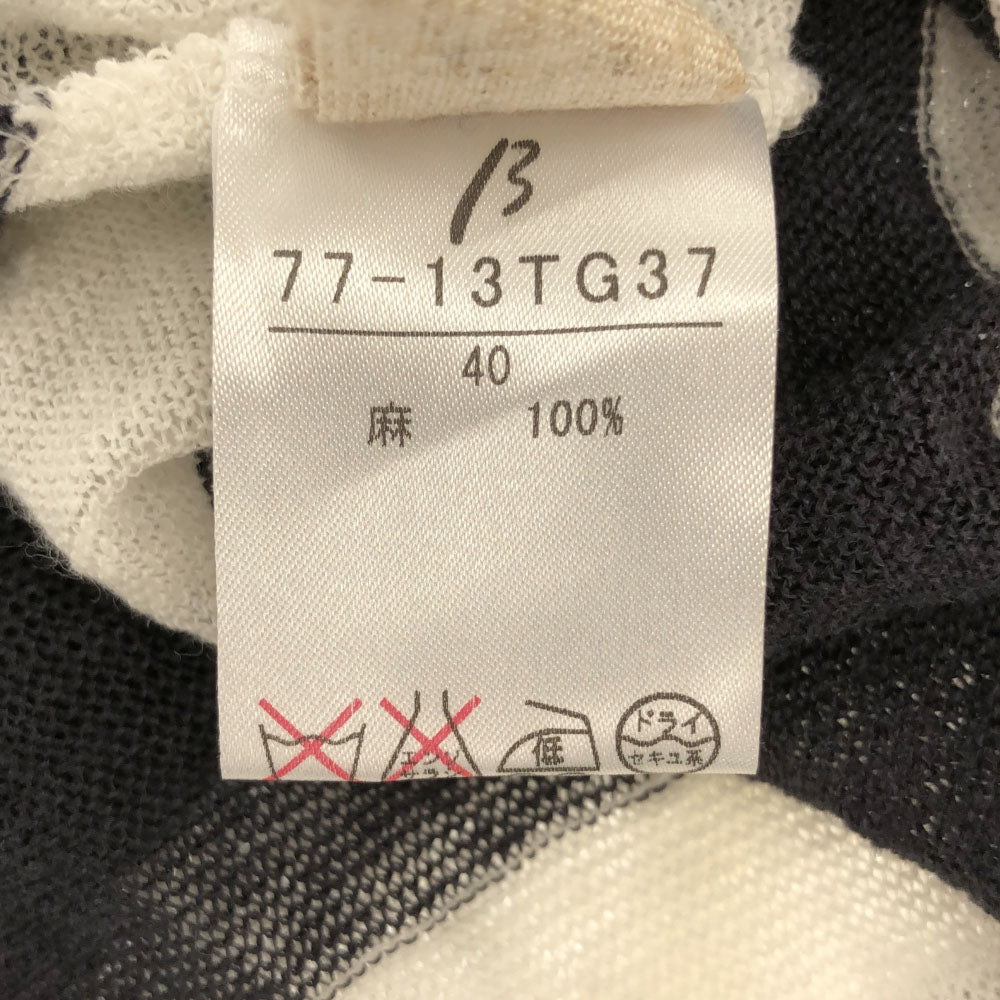 β ベータ リネン ボーダー ノースリーブ カットソー 40 ブラック×ホワイト フード レディース