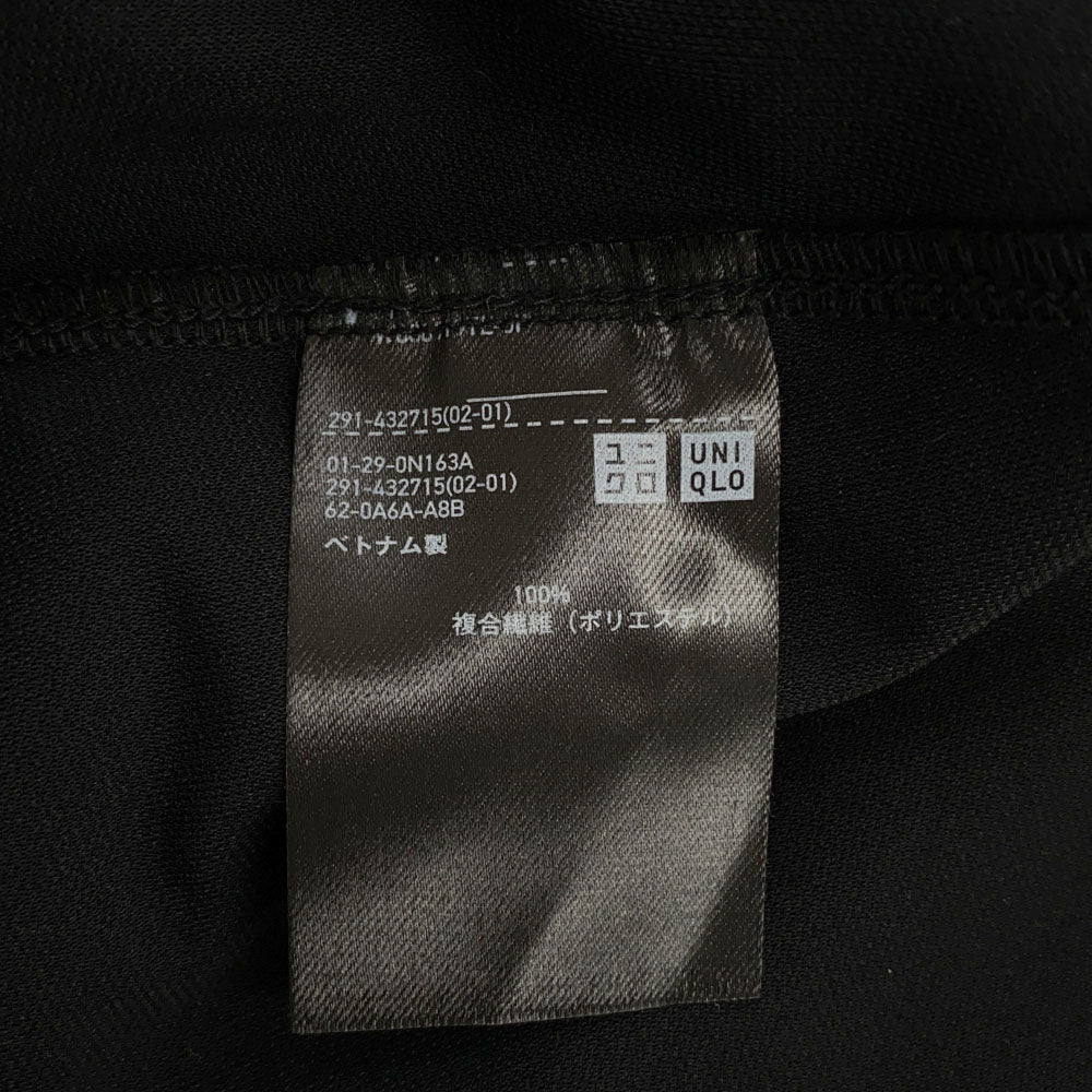 ユニクロ セオリー 半袖 膝丈ワンピース L ブラック UNIQLO Theory バックジップ レディース