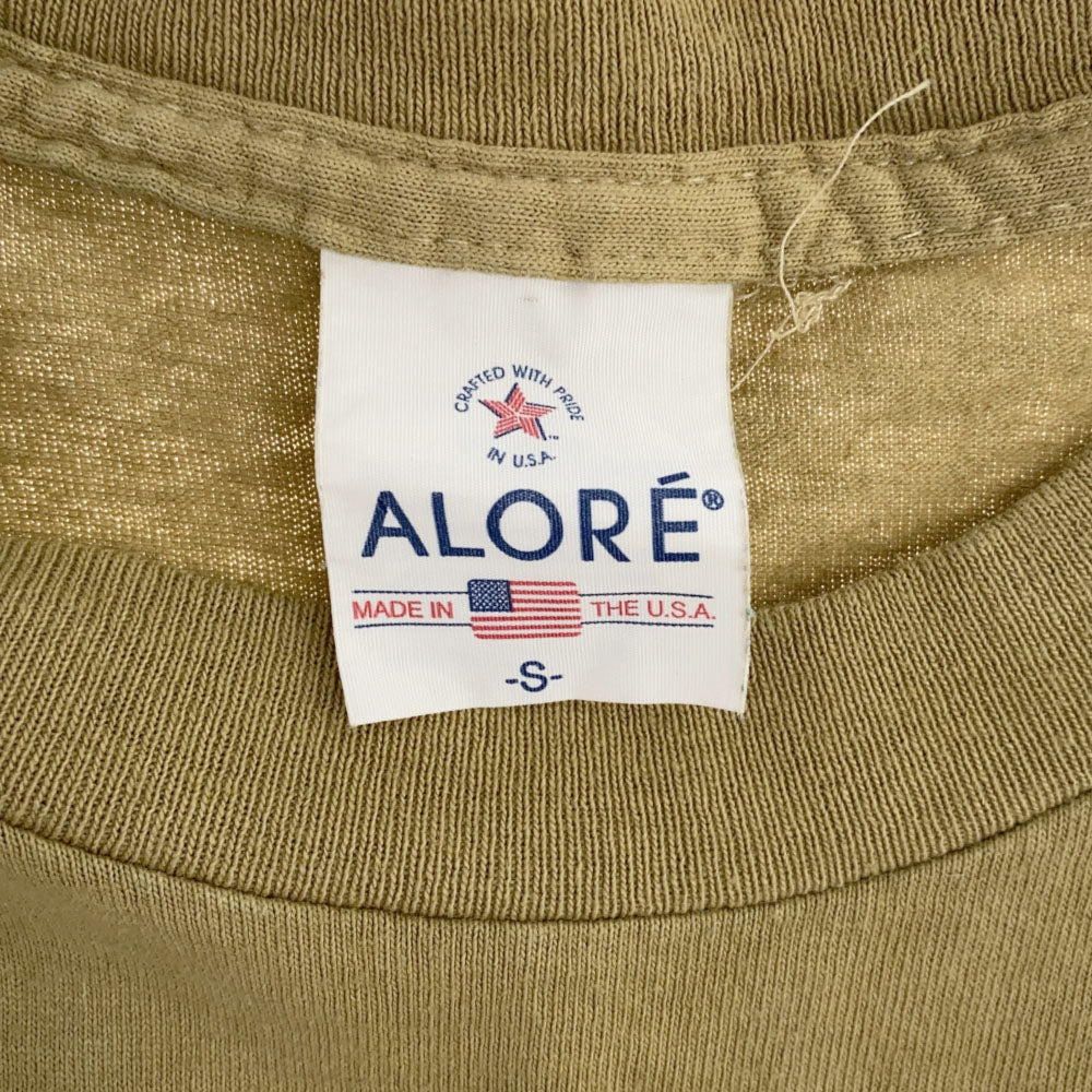 ALORE アローレ 90s USA製 プリント 半袖 Tシャツ S カーキ オールド ヴィンテージ メンズ